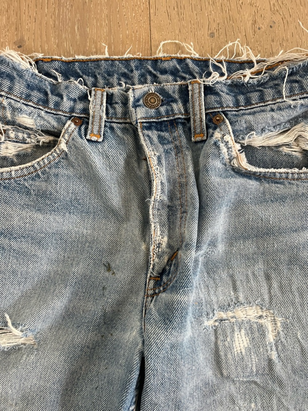 Levi's Vintage Light Blue Distressed Re-Worked 517 Jeans - Picture 5 of 10
